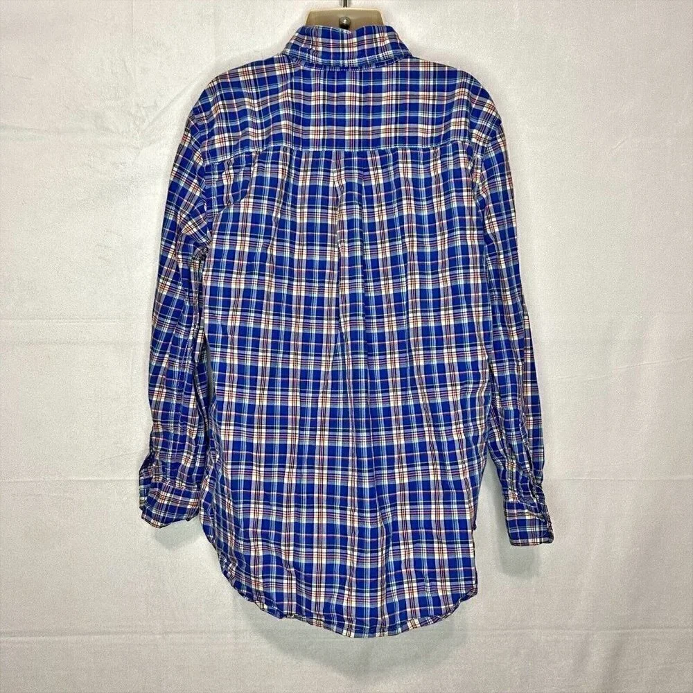 Ralph Lauren Boys Tops Button Down Shirt 7 Blue Plaid Cotton Pony Logo